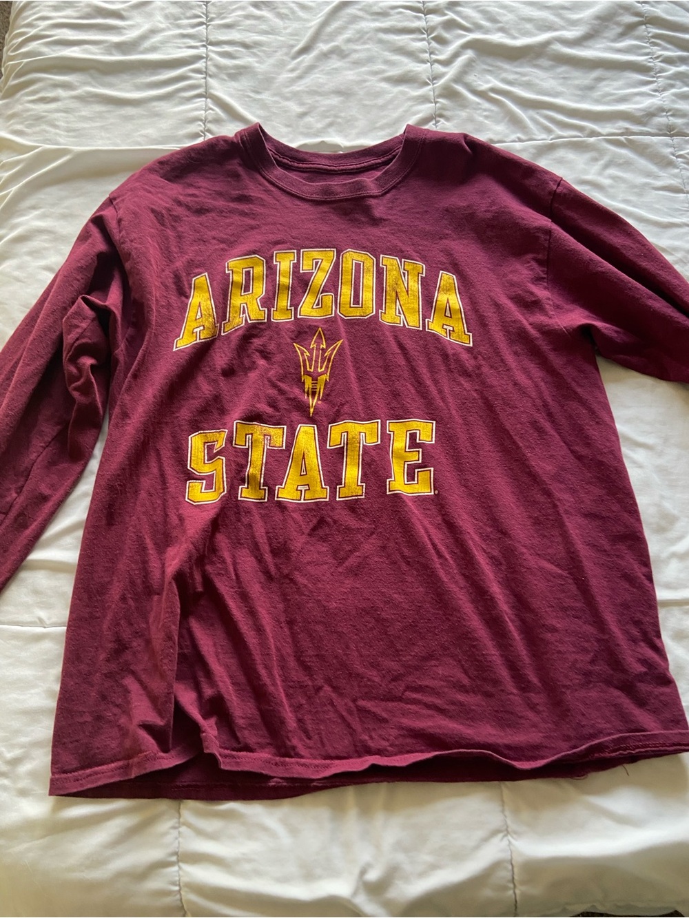 Arizona State Maroon Long-Sleeve Tee with Gold Print